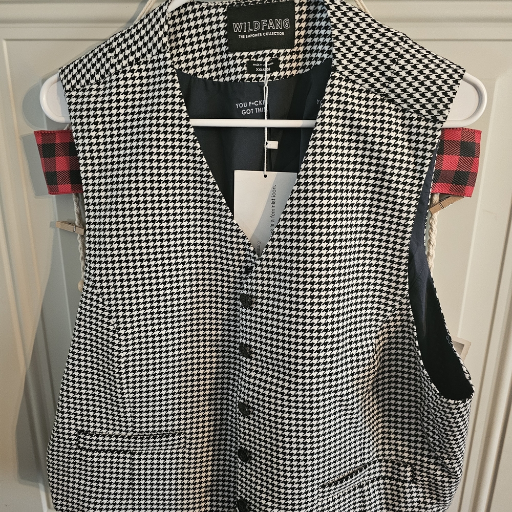 Wildfang Black and White Houndstooth Vest